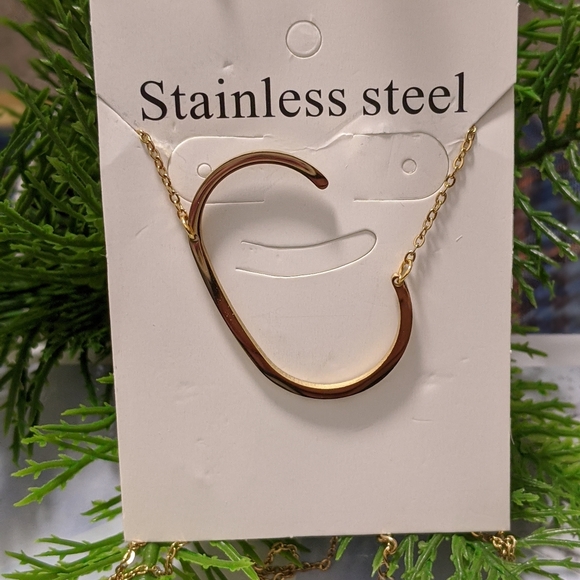 stainless steel initial necklace NEW - Picture 3 of 4